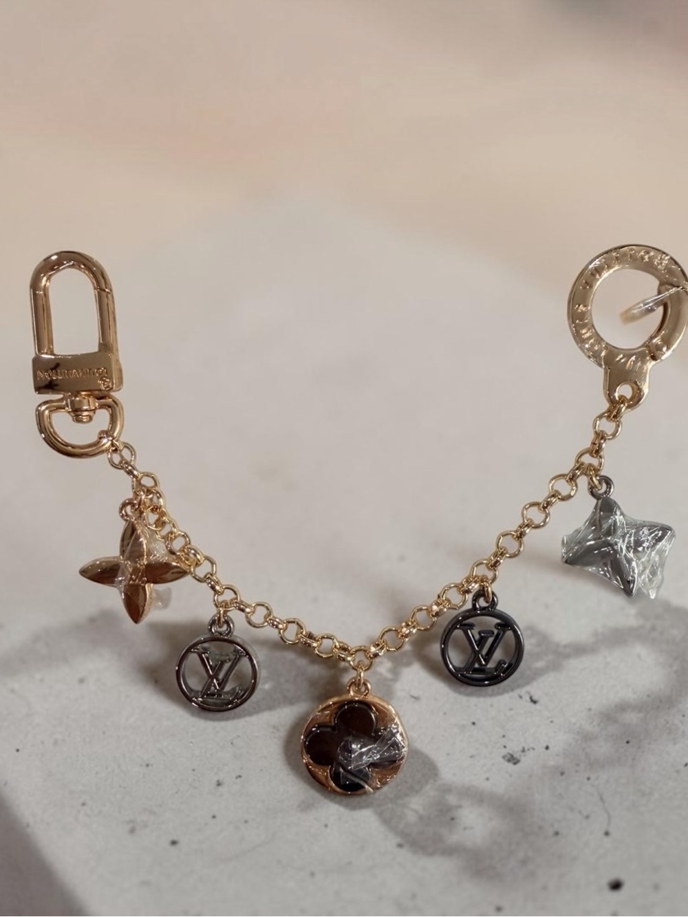 Gold & Black Charm Purse Strap & Key-holder | Floral & Monogram Charms | NEW